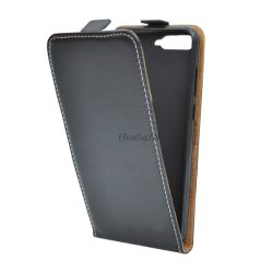   Tok álló, bőr hatású (FLIP, lefelé nyíló, szilikon tartó) FEKETE Huawei Y6 (2018)