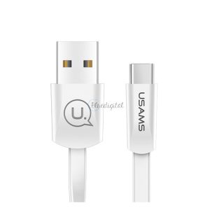 USAMS U2 adatkábel (USB - Type-C, gyorstöltő, 120cm, lapos kábel) FEHÉR