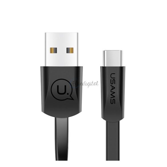 USAMS U2 adatkábel (USB - Type-C, gyorstöltő, 120cm, lapos kábel) FEKETE