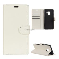   Tok álló, bőr hatású (FLIP, oldalra nyíló, asztali tartó funkció, prémium) FEHÉR Samsung Galaxy A6+ (2018) SM-A605F