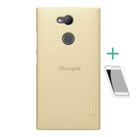 NILLKIN SUPER FROSTED műanyag telefonvédő (gumírozott, érdes felület + képernyővédő fólia) ARANY Sony Xperia L2 (H4311)