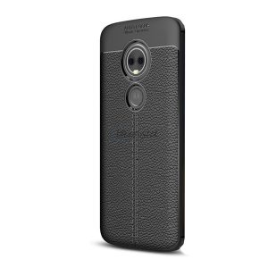 Szilikon telefonvédő (közepesen ütésálló, bőr hatású, varrás minta) FEKETE Motorola Moto G6 Play (XT1922), Motorola Moto E5 (XT1944)