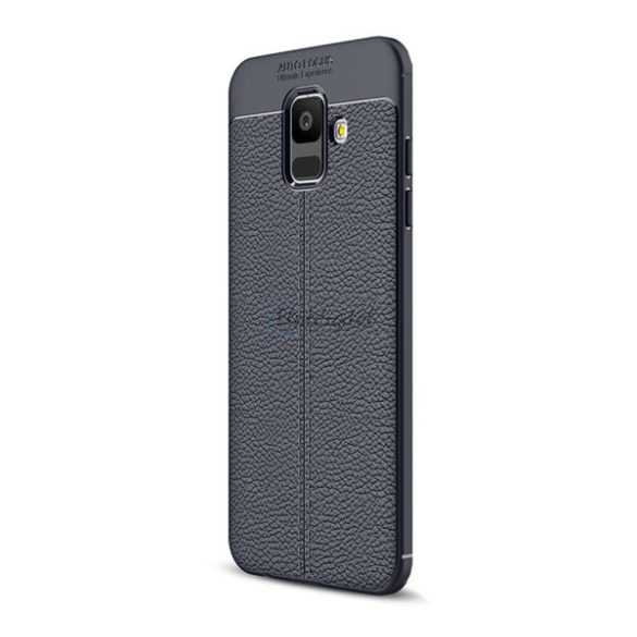 Szilikon telefonvédő (közepesen ütésálló, bőr hatású, varrás minta) SÖTÉTKÉK Samsung Galaxy A6 (2018) SM-A600F