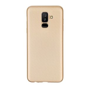 Szilikon telefonvédő (karbon minta) ARANY Samsung Galaxy A6+ (2018) SM-A605F