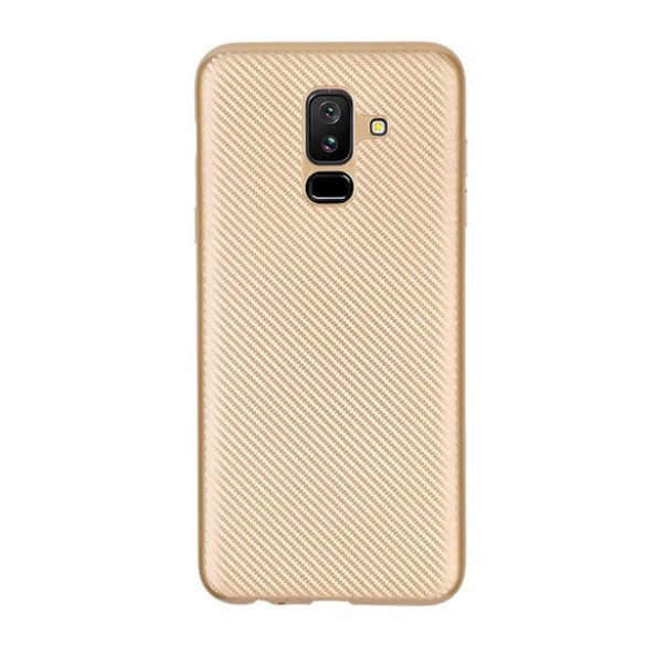 Szilikon telefonvédő (karbon minta) ARANY Samsung Galaxy A6+ (2018) SM-A605F