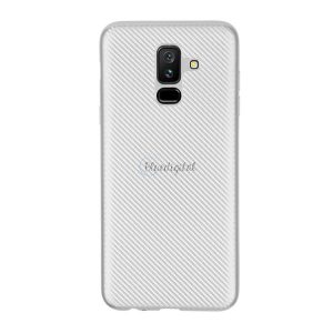 Szilikon telefonvédő (karbon minta) EZÜST Samsung Galaxy A6+ (2018) SM-A605F