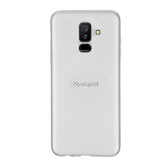 Szilikon telefonvédő (karbon minta) EZÜST Samsung Galaxy A6+ (2018) SM-A605F
