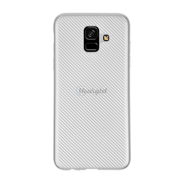 Szilikon telefonvédő (karbon minta) EZÜST Samsung Galaxy A6 (2018) SM-A600F