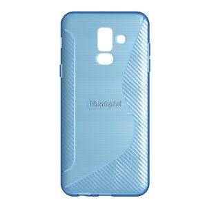 Szilikon telefonvédő (S-line, karbon minta) VILÁGOSKÉK Samsung Galaxy A6+ (2018) SM-A605F