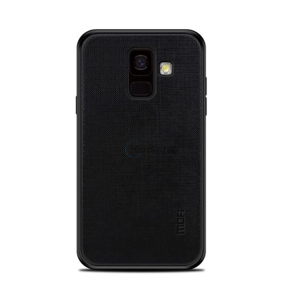MOFI BRIGHT SHIELD műanyag telefonvédő (szilikon keret, textil hátlap) FEKETE Samsung Galaxy A6 (2018) SM-A600F