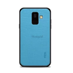   MOFI BRIGHT SHIELD műanyag telefonvédő (szilikon keret, textil hátlap) KÉK Samsung Galaxy A6 (2018) SM-A600F