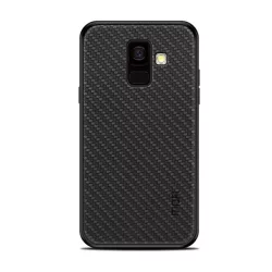   MOFI HONOR műanyag telefonvédő (szilikon keret, bőr hatású hátlap, fonott minta) FEKETE Samsung Galaxy A6 (2018) SM-A600F