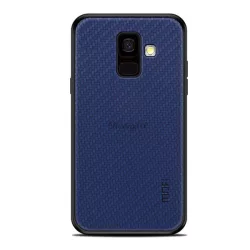   MOFI HONOR műanyag telefonvédő (szilikon keret, bőr hatású hátlap, fonott minta) SÖTÉTKÉK Samsung Galaxy A6 (2018) SM-A600F
