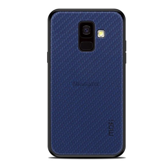 MOFI HONOR műanyag telefonvédő (szilikon keret, bőr hatású hátlap, fonott minta) SÖTÉTKÉK Samsung Galaxy A6 (2018) SM-A600F