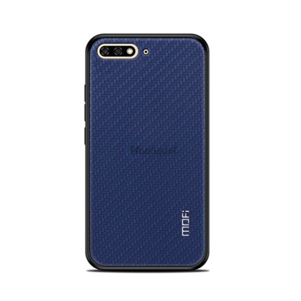 MOFI HONOR műanyag telefonvédő (szilikon keret, bőr hatású hátlap, fonott minta) SÖTÉTKÉK Huawei Y6 (2018)