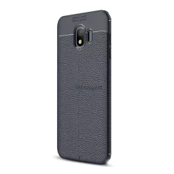   Szilikon telefonvédő (közepesen ütésálló, bőr hatású, varrás minta) SÖTÉTKÉK Samsung Galaxy J4 (2018) SM-J400F