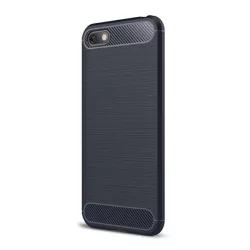   Szilikon telefonvédő (közepesen ütésálló, légpárnás sarok, szálcsiszolt, karbon minta) SÖTÉTKÉK Huawei Y5 2018 (Y5 Prime 2018)