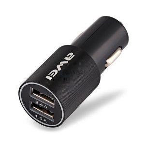 AWEI C100 autós töltő 2 USB aljzat (gyorstöltő) FEKETE