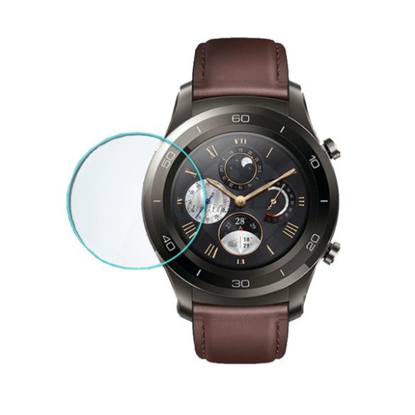 Képernyővédő üveg (2.5D lekerekített szél, karcálló, 9H) ÁTLÁTSZÓ Huawei Watch 2 Pro, Huawei Watch 2