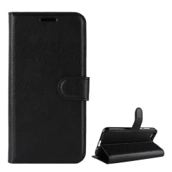   Tok álló, bőr hatású (FLIP, oldalra nyíló, asztali tartó funkció, prémium) FEKETE Huawei Y5 2018 (Y5 Prime 2018), Honor 7S