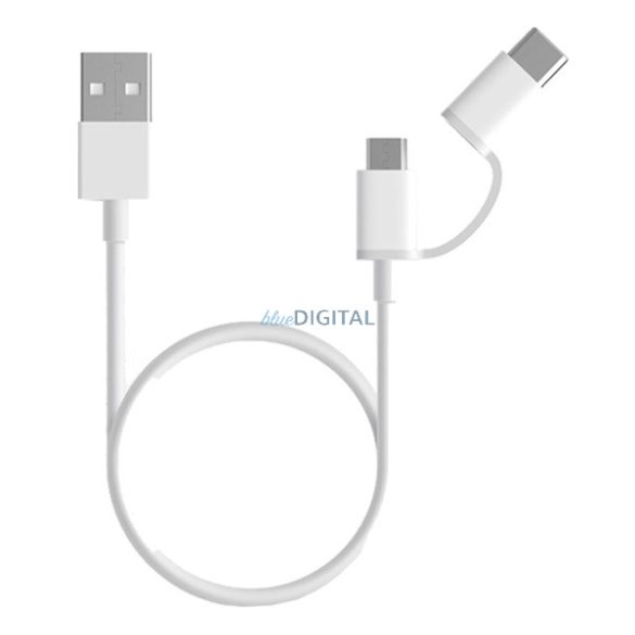 XIAOMI adatkábel USB - microUSB/Type-C (Type-C csak töltés, 100cm) FEHÉR