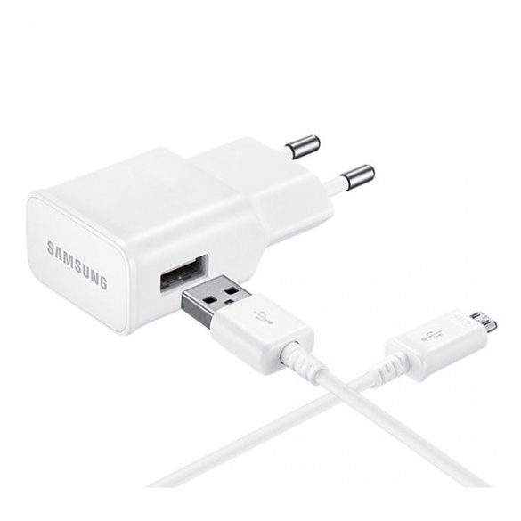 SAMSUNG hálózati töltő USB aljzat (gyorstöltő + ECB-DU4EWE microUSB kábel) FEHÉR