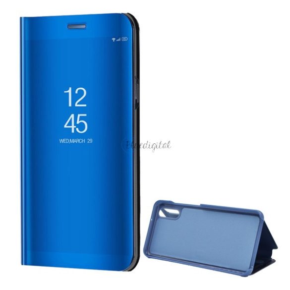 Tok álló (aktív FLIP, oldalra nyíló, asztali tartó funkció, tükrös felület, Mirror View Case) KÉK Huawei P20