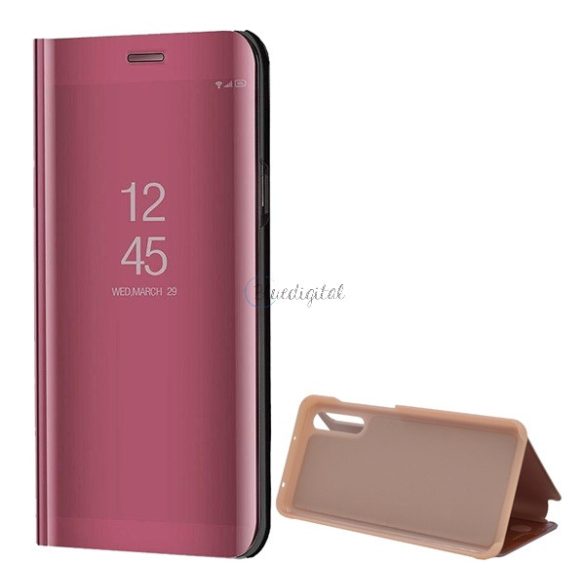 Tok álló (aktív FLIP, oldalra nyíló, asztali tartó funkció, tükrös felület, Mirror View Case) ROZÉARANY Huawei P20 Pro