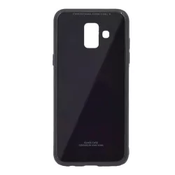   Műanyag telefonvédő (közepesen ütésálló, üveg hátlap) FEKETE Samsung Galaxy A6 (2018) SM-A600F