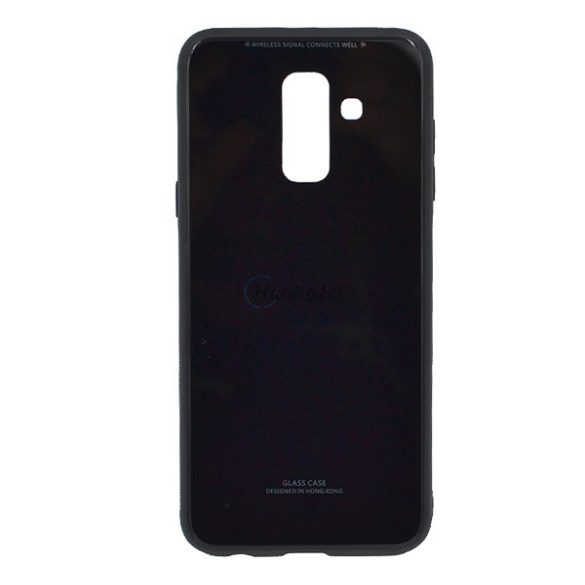Műanyag telefonvédő (közepesen ütésálló, üveg hátlap) FEKETE Samsung Galaxy A6+ (2018) SM-A605F
