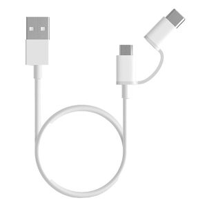 XIAOMI adatkábel USB - microUSB/Type-C (Type-C csak töltés, 30cm) FEHÉR