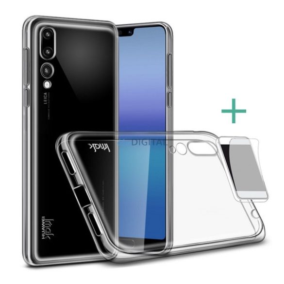 IMAK Stealth szilikon telefonvédő (ultravékony, 0,8mm + képernyővédő fólia) ÁTLÁTSZÓ Huawei P20 Pro