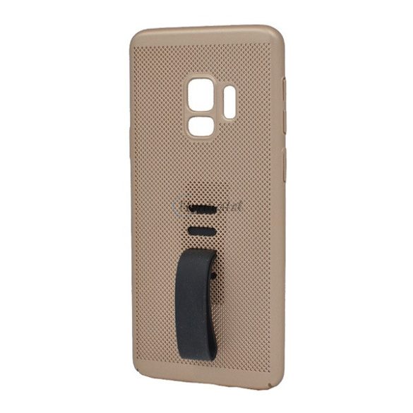 Műanyag telefonvédő (gumírozott, lyukacsos, ujjra húzható szilikon) ARANY Samsung Galaxy S9 (SM-G960)