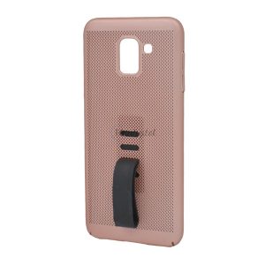 Műanyag telefonvédő (gumírozott, lyukacsos, ujjra húzható szilikon) ROZÉARANY Samsung Galaxy J6 (2018) SM-J600F