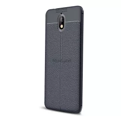   Szilikon telefonvédő (közepesen ütésálló, bőr hatású, varrás minta) SÖTÉTKÉK Nokia 3.1