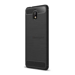   Szilikon telefonvédő (közepesen ütésálló, légpárnás sarok, szálcsiszolt, karbon minta) FEKETE Nokia 3.1
