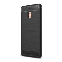   Szilikon telefonvédő (közepesen ütésálló, légpárnás sarok, szálcsiszolt, karbon minta) FEKETE Nokia 2.1