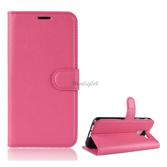 Tok álló, bőr hatású (FLIP, oldalra nyíló, asztali tartó funkció, prémium) RÓZSASZÍN Samsung Galaxy J6 (2018) SM-J600F