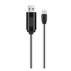   HOCO U29 adatkábel (USB - Type-C, gyorstöltő, 100cm, törésgátló, LED kijelző) FEHÉR
