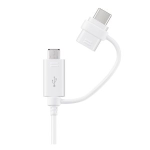 SAMSUNG adatkábel USB - microUSB/Type-C (Type-C csak töltés, 150cm) FEHÉR