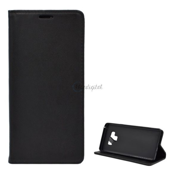 Tok álló, bőr hatású (FLIP, oldalra nyíló, asztali tartó funkció) FEKETE Samsung Galaxy Note 9 (SM-N960F)