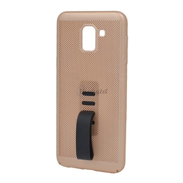 Műanyag telefonvédő (gumírozott, lyukacsos, ujjra húzható szilikon) ARANY Samsung Galaxy J6 (2018) SM-J600F