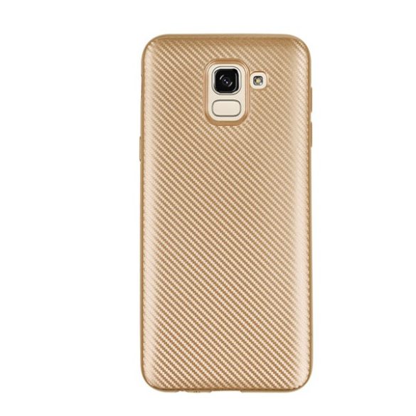 Szilikon telefonvédő (karbon minta) ARANY Samsung Galaxy J6 (2018) SM-J600F