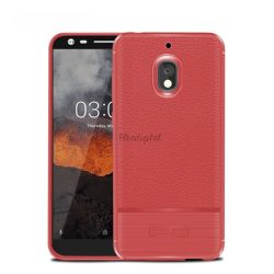   Szilikon telefonvédő (közepesen ütésálló, bőr hatású, szálcsiszolt) PIROS Nokia 2.1