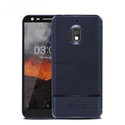   Szilikon telefonvédő (közepesen ütésálló, bőr hatású, szálcsiszolt) SÖTÉTKÉK Nokia 2.1