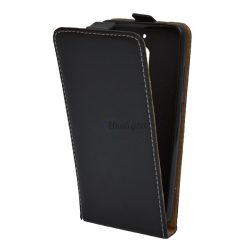   Tok álló, bőr hatású (FLIP, lefelé nyíló, szilikon tartó) FEKETE Nokia 2.1