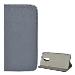   Tok álló, bőr hatású (FLIP, oldalra nyíló, asztali tartó funkció, rombusz minta) SZÜRKE Samsung Galaxy A6+ (2018) SM-A605F