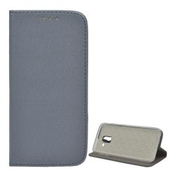  Tok álló, bőr hatású (FLIP, oldalra nyíló, asztali tartó funkció, rombusz minta) SZÜRKE Samsung Galaxy J6 (2018) SM-J600F