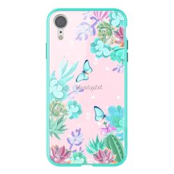   NILLKIN FLORAL telefonvédő szilikon keret (BUMPER, közepesen ütésálló, edzett üveg hátlap, pillangó, virág minta) SZÍNES Apple iPhone XR 6.1