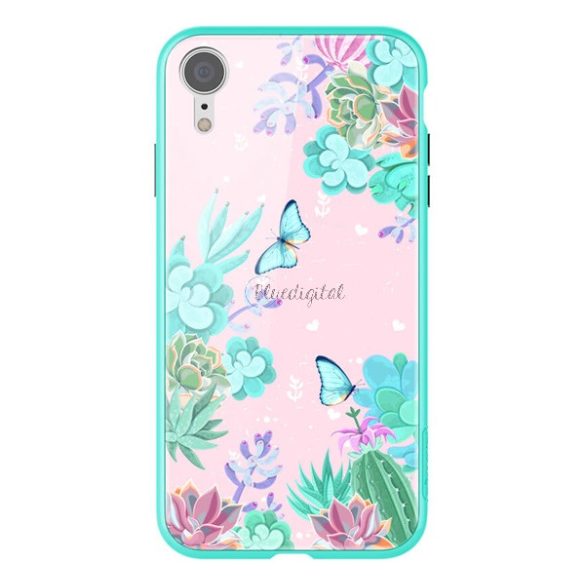 NILLKIN FLORAL telefonvédő szilikon keret (BUMPER, közepesen ütésálló, edzett üveg hátlap, pillangó, virág minta) SZÍNES Apple iPhone XR 6.1